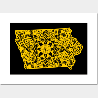 Yellow Iowa State Gift Mandala Yoga IO Art Posters and Art